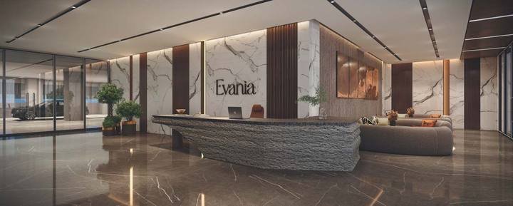 Arrival zone and entrance lobby at AVR Evania, Kokapet