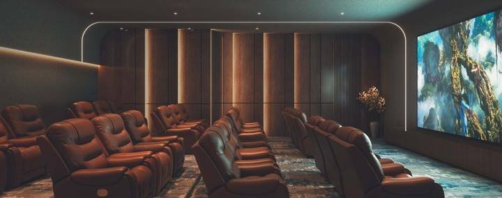 Mini theatre in the two-level clubhouse at AVR Evania