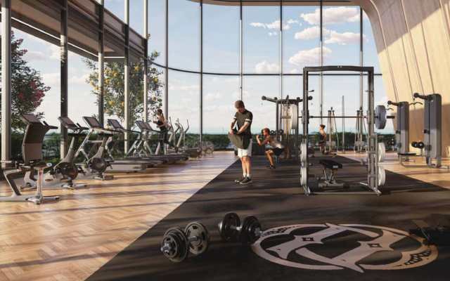 State of the art gymnasium with city views at Rajapushpa Casa Luxura, Neopolis, Kokapet