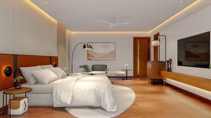One of the five guest rooms on level three of the Cinq by Raghava clubhouse