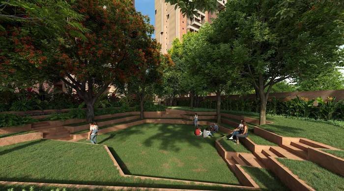 The sunken amphitheatre, described in the brochure as the Cultural Court at Myscape Songs of the Sun.