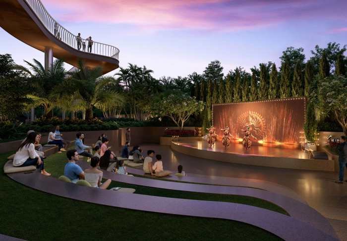 Ground level amphitheatre and event lawn at NEO by Yula, Neopolis, Kokapet