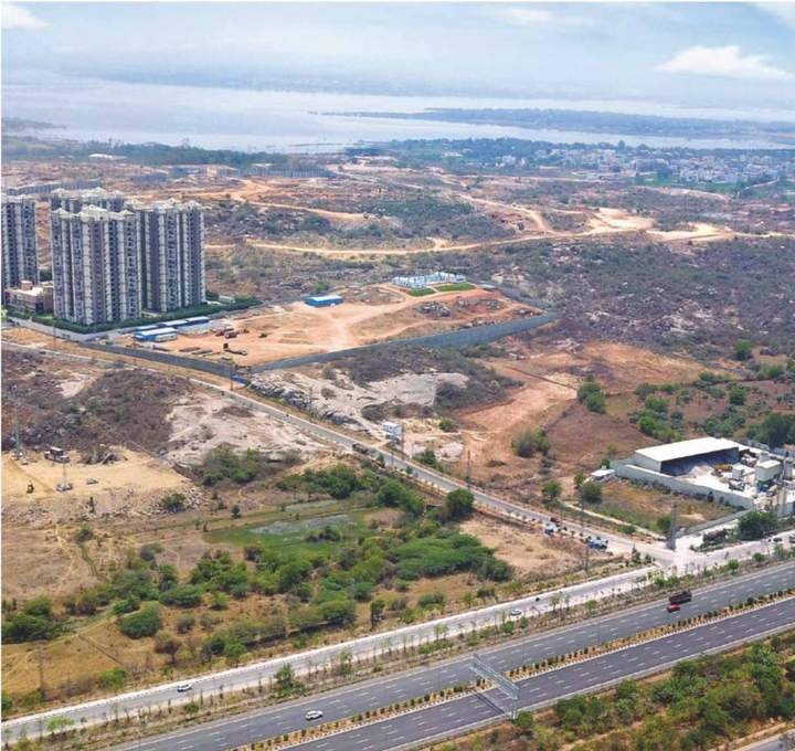 Aerial photograph of Plot No. 1 at Neopolis where One by MSN is being built, with the Outer Ring Road in the foreground