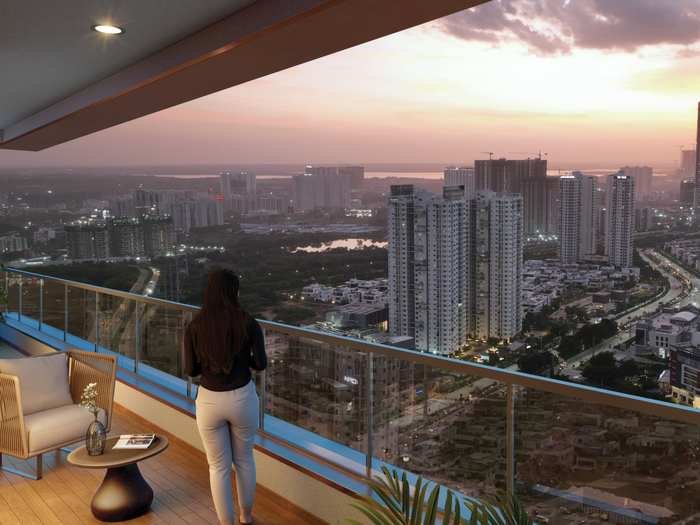 View from a 36th floor balcony at Sumadhura Palais Royale, Puppalaguda, Financial District Hyderabad