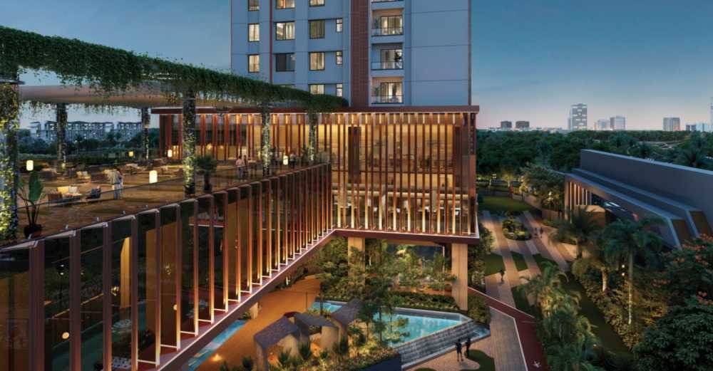 Floating clubhouse terraces and decks at Sumadhura Palais Royale, Puppalaguda, Financial District Hyderabad