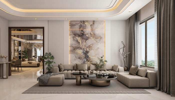Formal lounge interior in a Sumadhura Palais Royale apartment at Puppalaguda, Financial District
