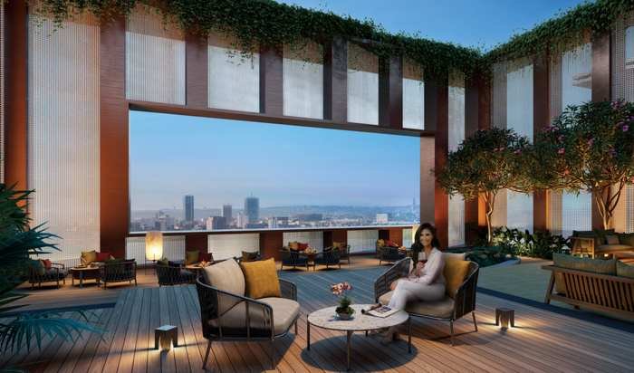 Palais sky lounge dining space at Sumadhura Palais Royale, Puppalaguda, Financial District Hyderabad