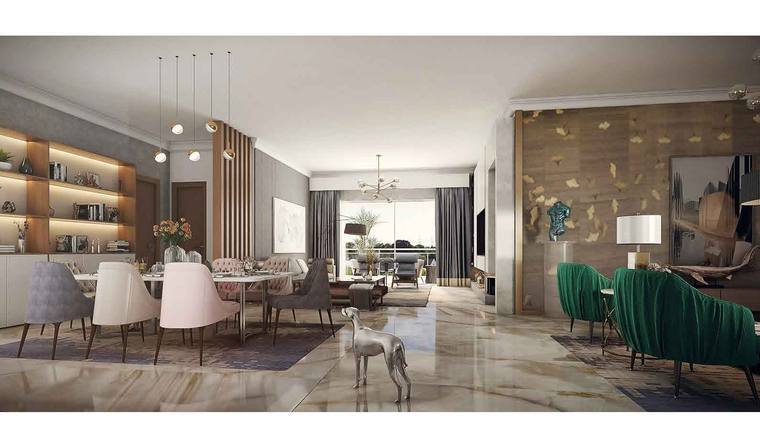 Living and dining interior set for a Prestige Clairemont apartment
