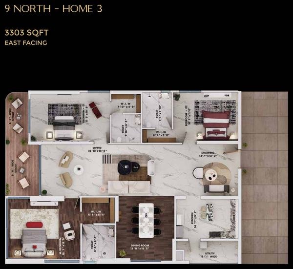 Rise With 9 9 North Home 3 floor plate, 3,303 sq.ft East facing, Neopolis