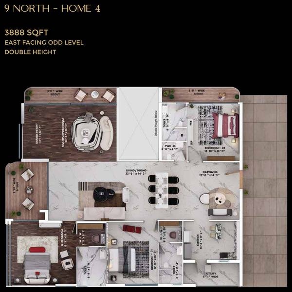 Rise With 9 9 North Home 4 floor plate, 3,888 sq.ft East facing, Neopolis