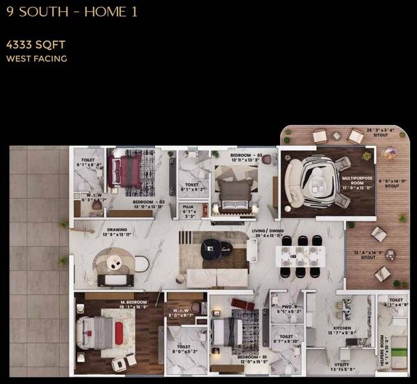 Rise With 9 9 South Home 1 floor plate, 4,333 sq.ft West facing, Neopolis