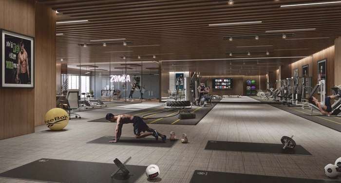 Gymnasium and aerobics studio at Sattva LakeRidge clubhouse, Neopolis, Kokapet Kokapet