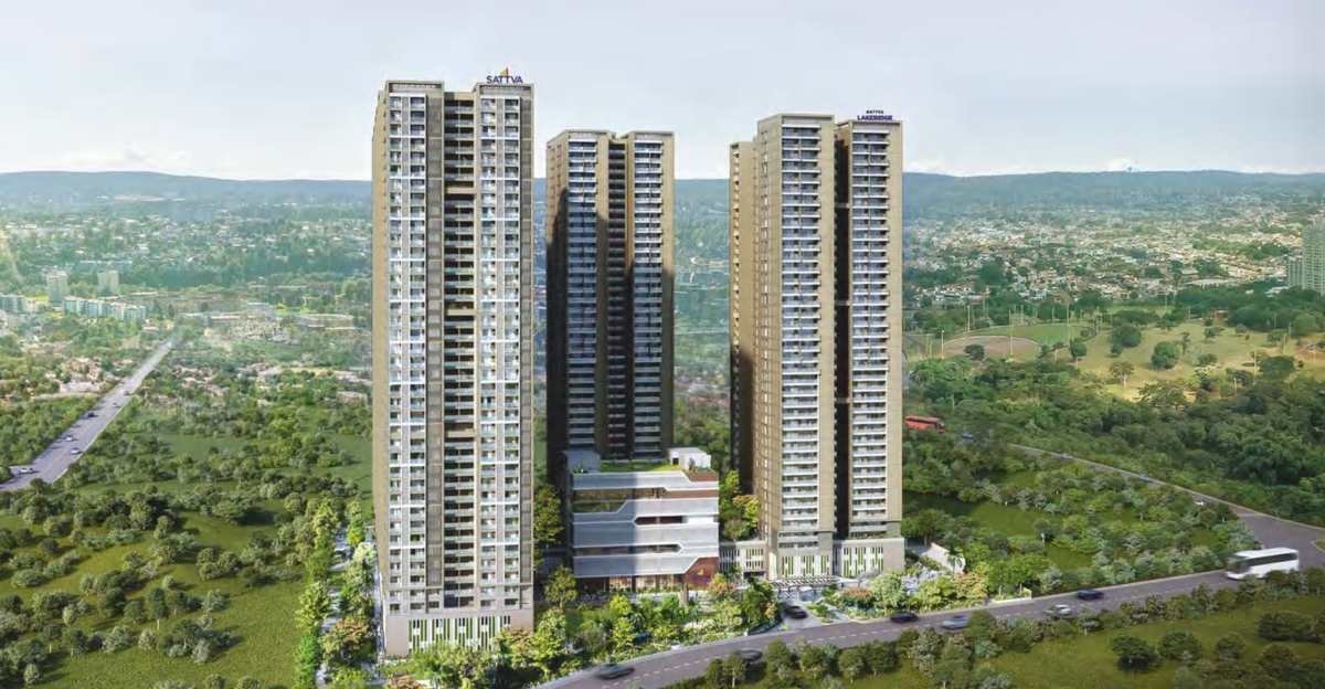Sattva LakeRidge six residential towers rising above landscaped grounds at Neopolis, Kokapet, Hyderabad