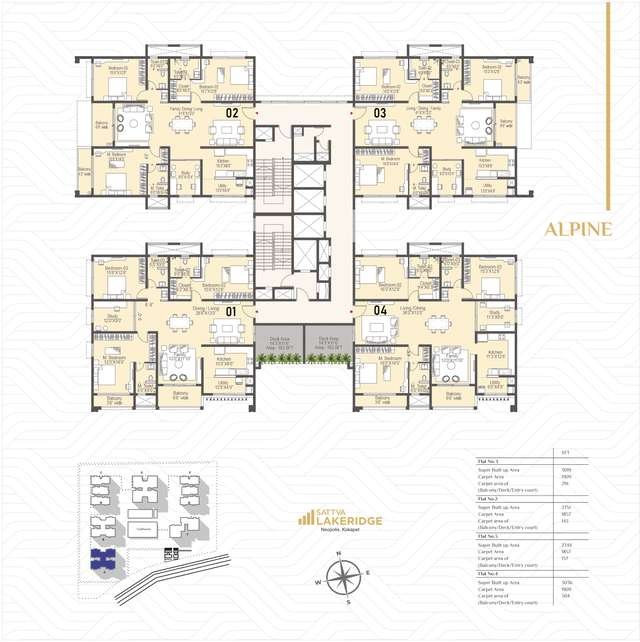 Typical floor plate for the Alpine tower at Sattva LakeRidge, Neopolis, Kokapet