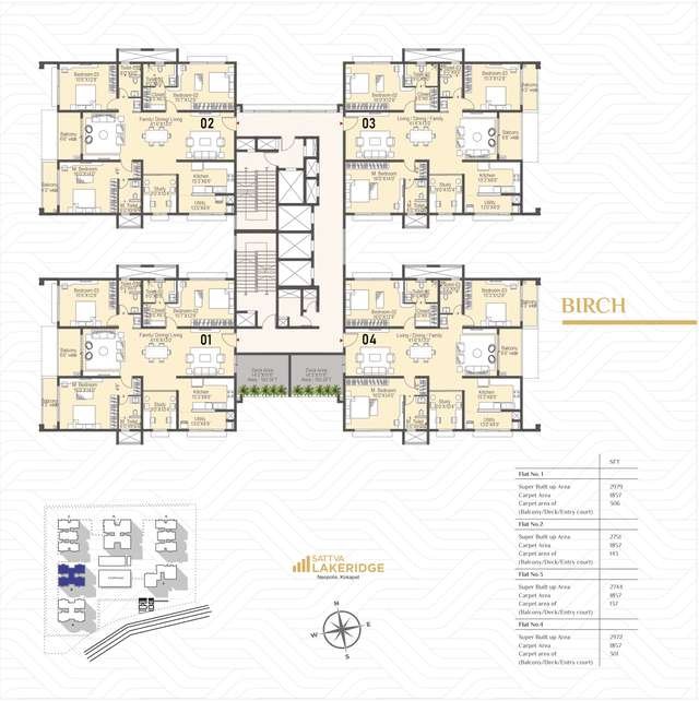 Typical floor plate for the Birch tower at Sattva LakeRidge, Neopolis, Kokapet
