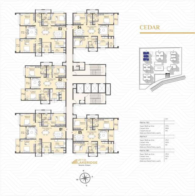Typical floor plate for the Cedar tower at Sattva LakeRidge, Neopolis, Kokapet