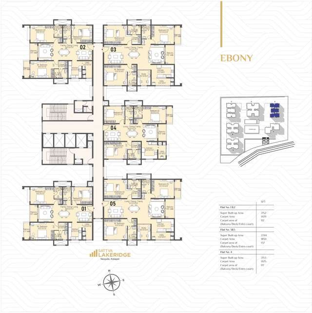 Typical floor plate for the Ebony tower at Sattva LakeRidge, Neopolis, Kokapet