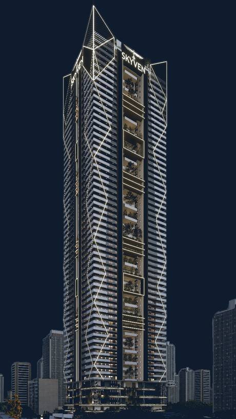 Elevation of the 63-floor, 755 foot Skyven tower at Kokapet, Hyderabad