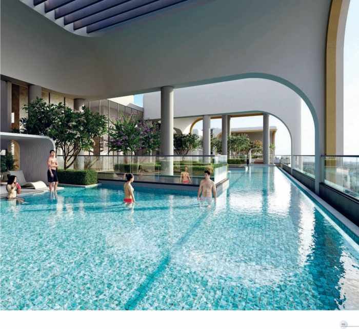 Indoor sky plunge pool at The Cascades Neopolis, Neopolis, Kokapet